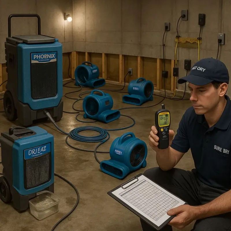 Structural Drying and Dehumidification process in Harvey County, KS